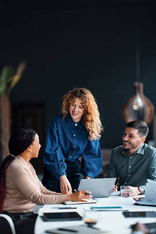 Colleagues meeting around a table